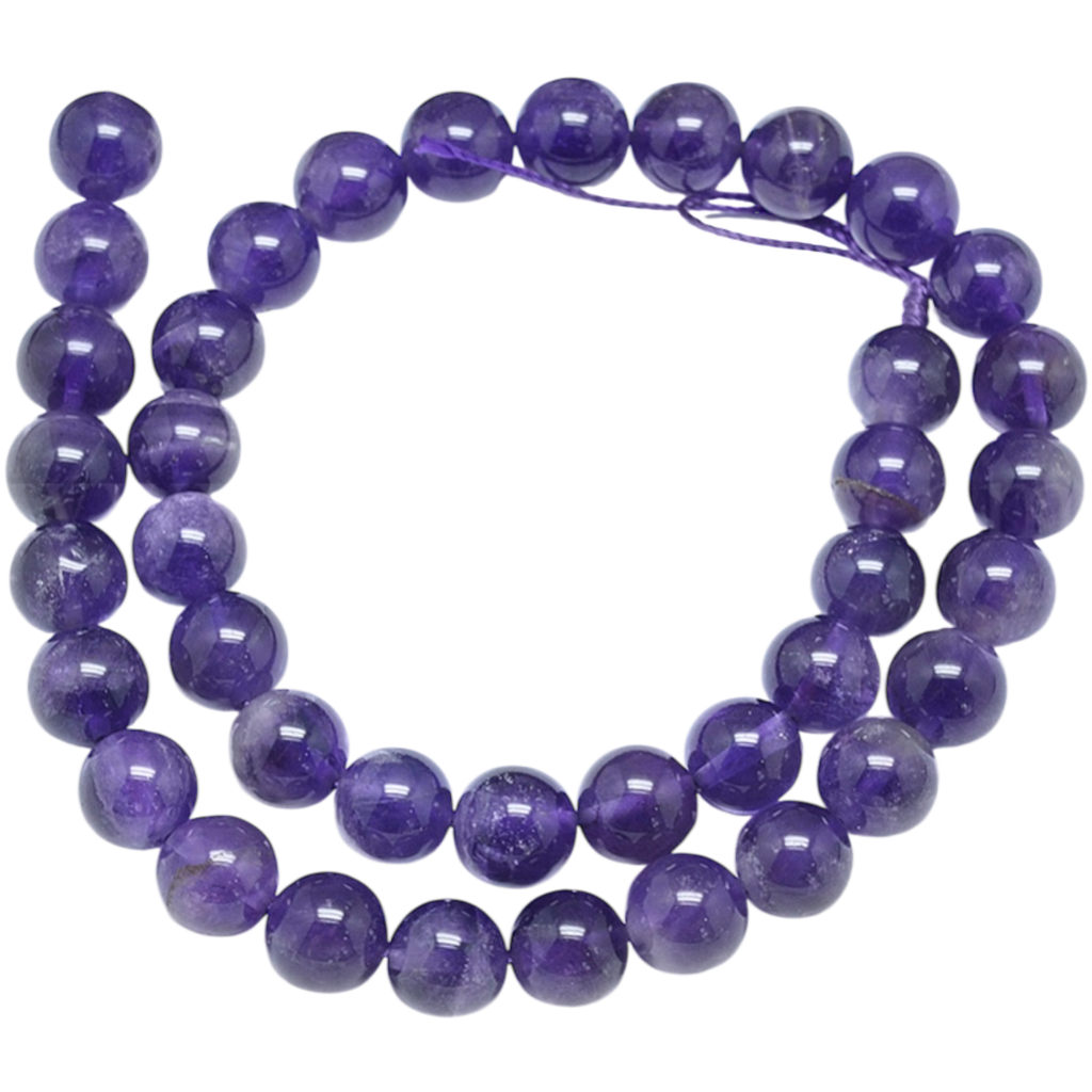[G-E481-03-8mm] Améthyste ronde (8mm, Trou: 1mm) à l’unité x1 