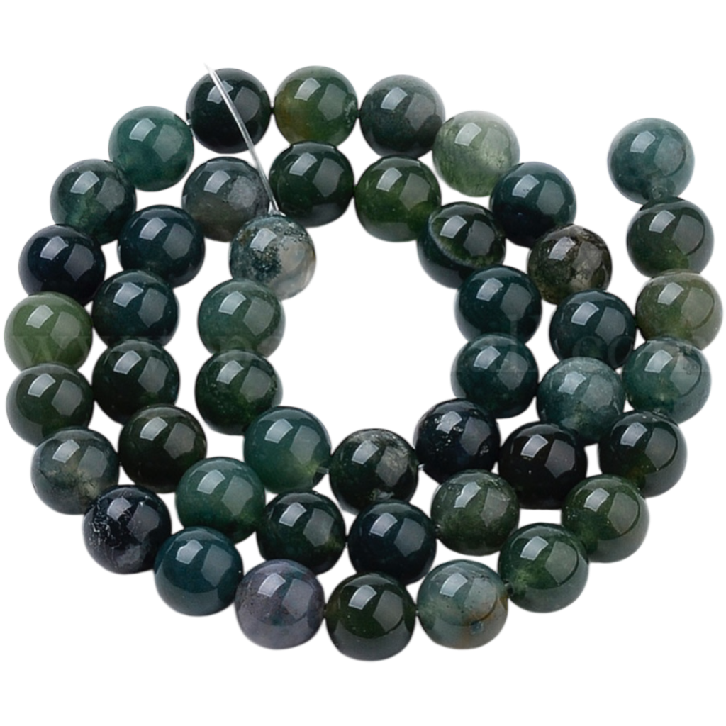 Agate mousse naturelle (8mm, Trou: 1mm) à l'unité x1