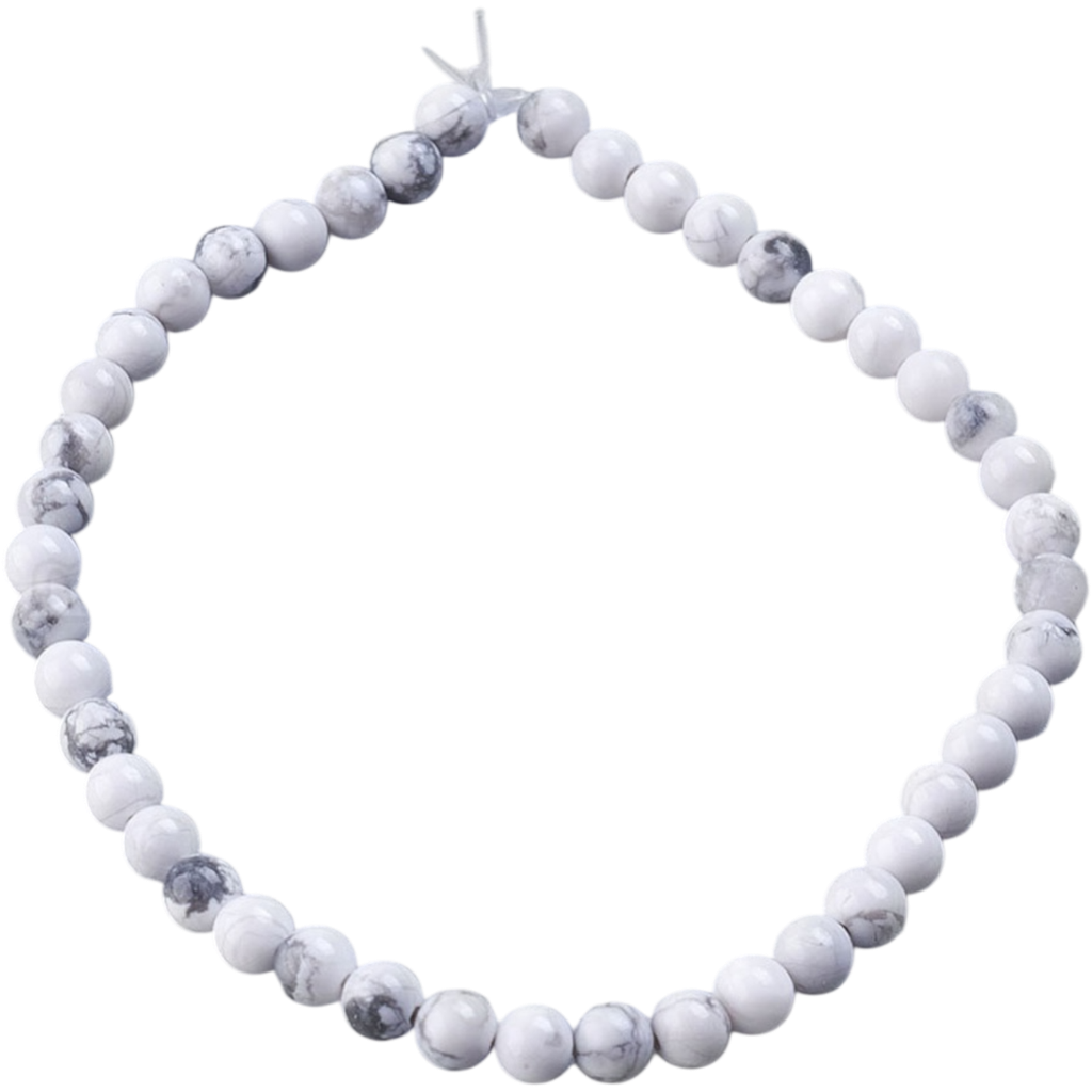 [TURQ-G091-8mm] Howlite naturelle (8mm, Trou: 1mm) à l'unité x1
