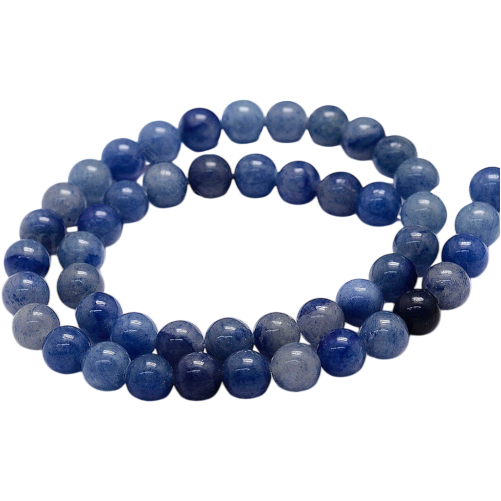 [G-I199-24-8mm] Aventurine bleue naturelle teintes et chauffées (8mm, Trou: 1mm) à l'unité x1