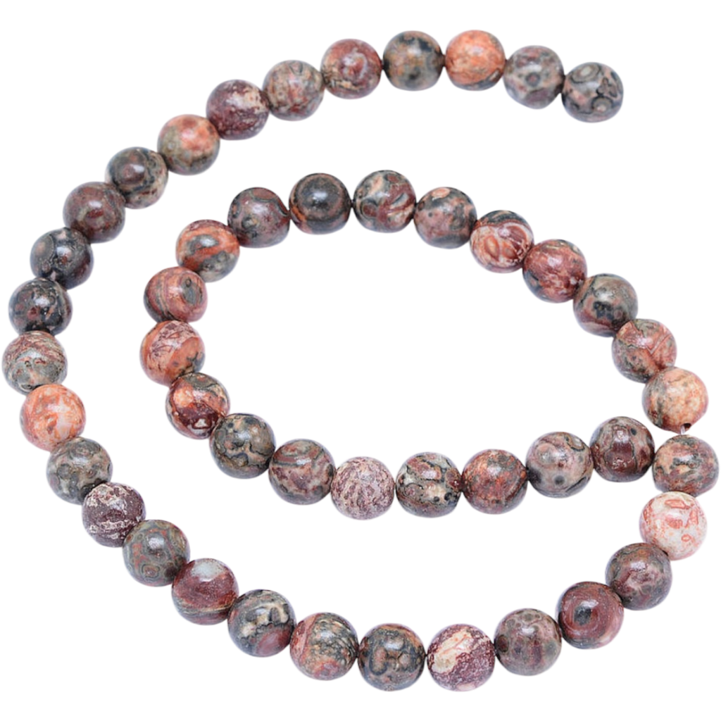 Jaspe en peau de léopard naturel (8mm, Trou: 1mm) à l'unité x1