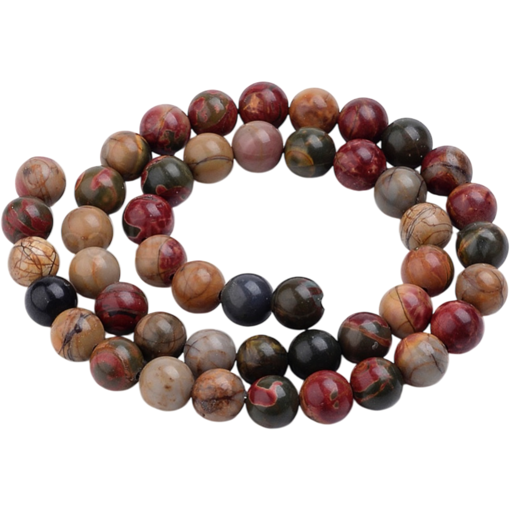 Jaspe polychrome naturel / pierre de Picasso (8mm, Trou: 1mm) à l'unité x1