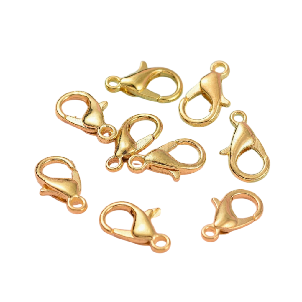 Fermoir pince de homard en alliage de zinc, fermoirs à gâchette de perroquet, Sans cadmium, sans nickel & sans plomb, or, 12x6mm, Trou: 1.2mm (x1 unité)