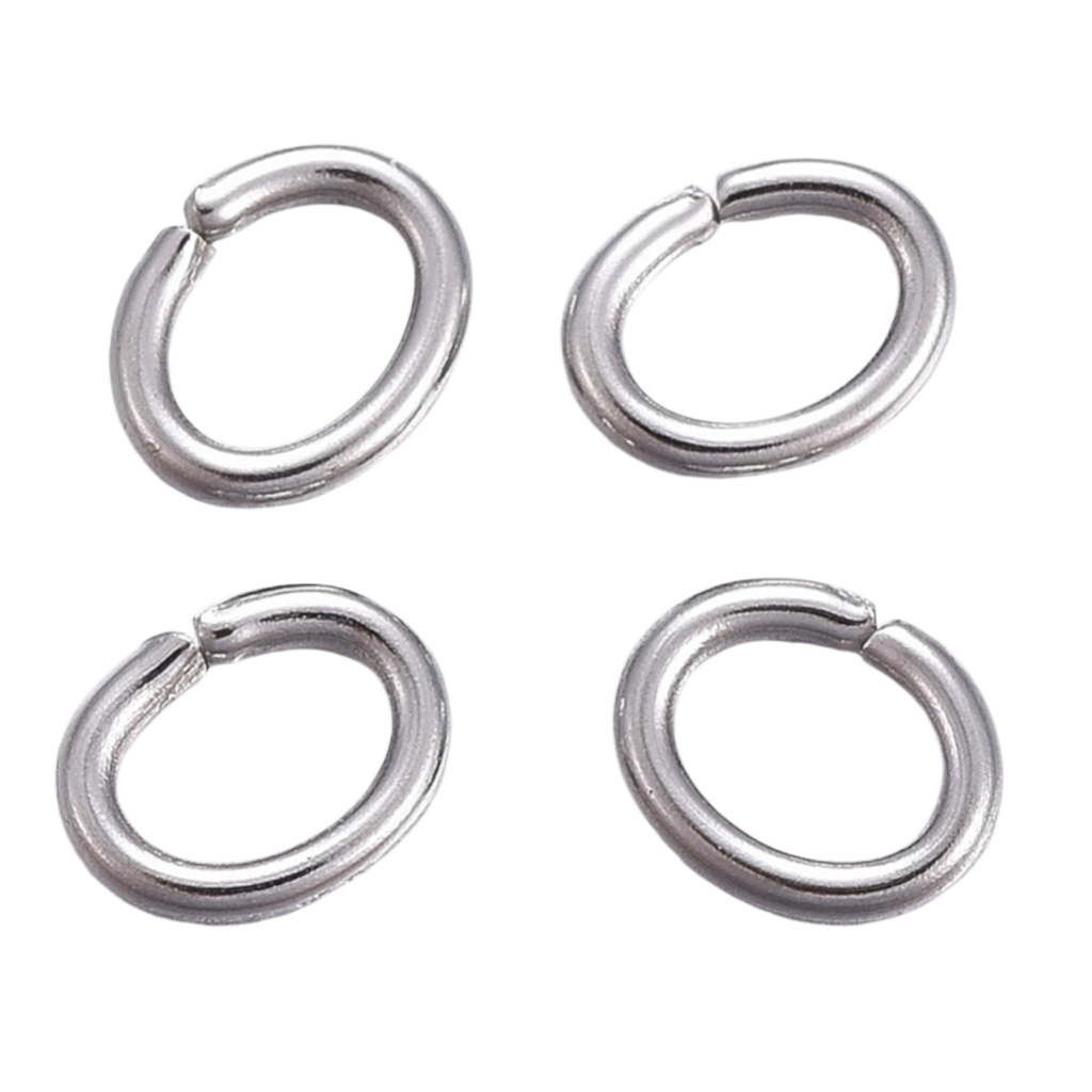 Anneau de jonction en acier inoxydable chirurgical 316 résistant au ternissement, anneaux de jonction ouverts, ovale, couleur inoxydable, 5x4x0.8mm, diamètre intérieur: 2.5x3 mm (x1 unité)