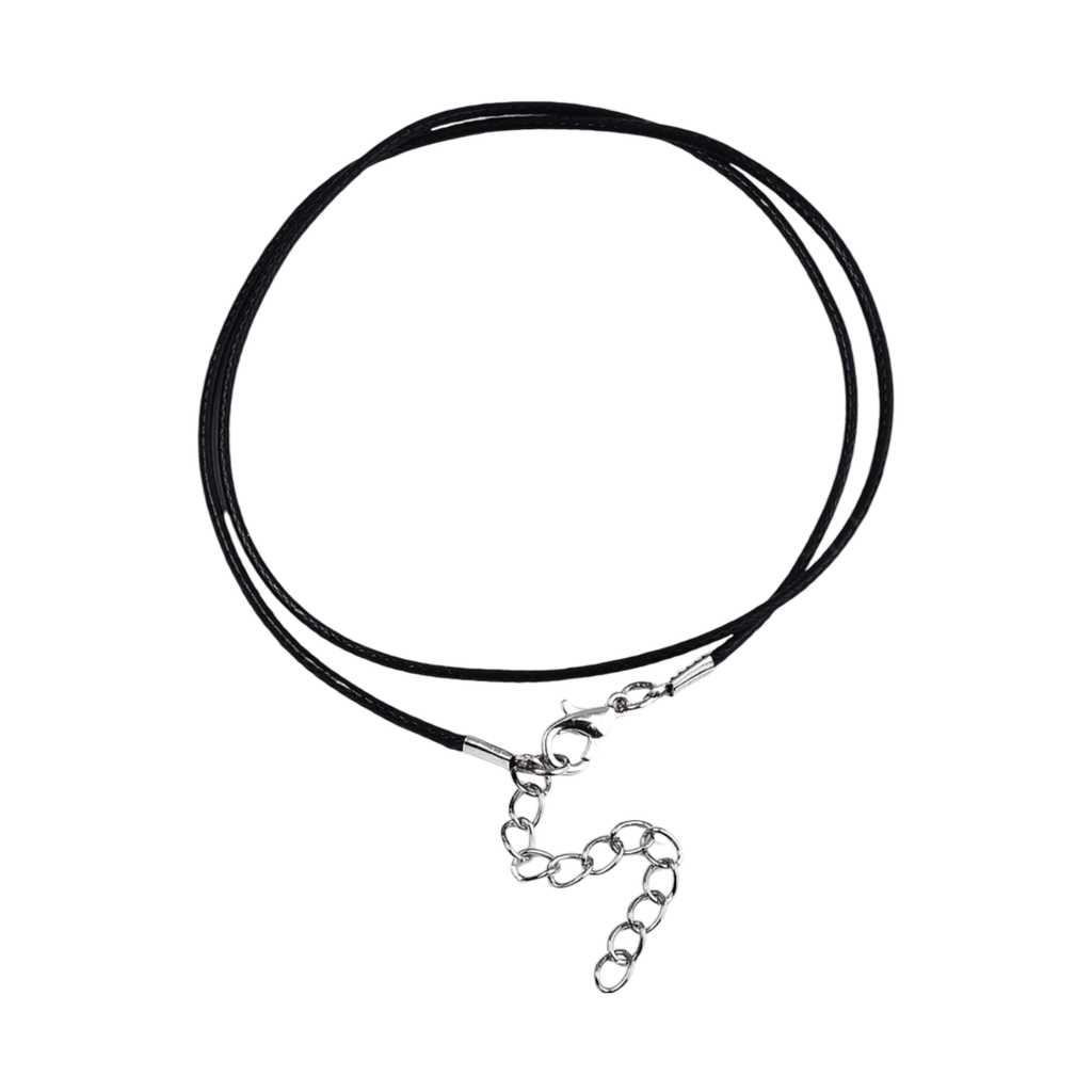 [MAK-S034-001] Coton ciré création de collier cordon, avec des fermoirs en alliage pince de homard et chaînes embouts de fer, platine, noir, 43.5 cm, 1.5mm (x1 unité) 