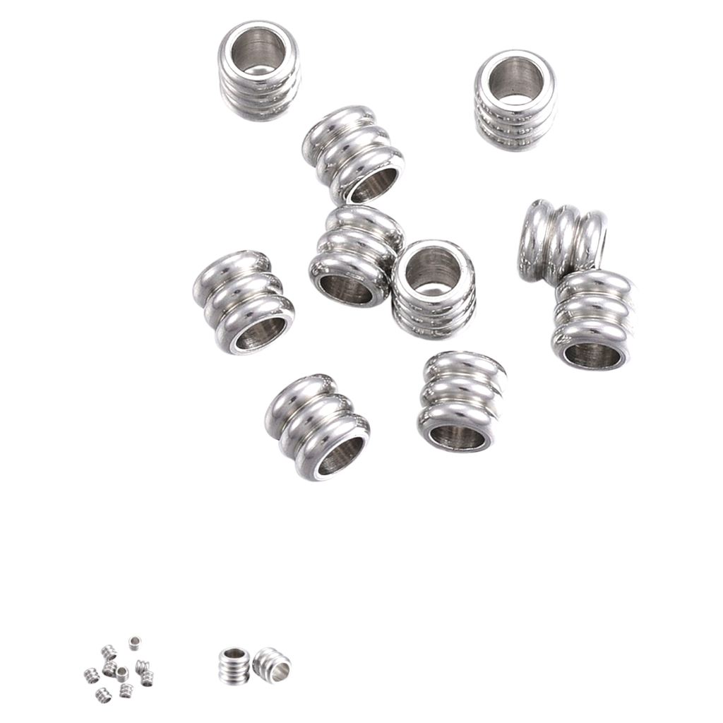 Perle d'espacement en acier inoxydable 201 anti-ternissement, colonne, couleur inoxydable, 5x4.5mm, Trou: 3mm (x1 unité)