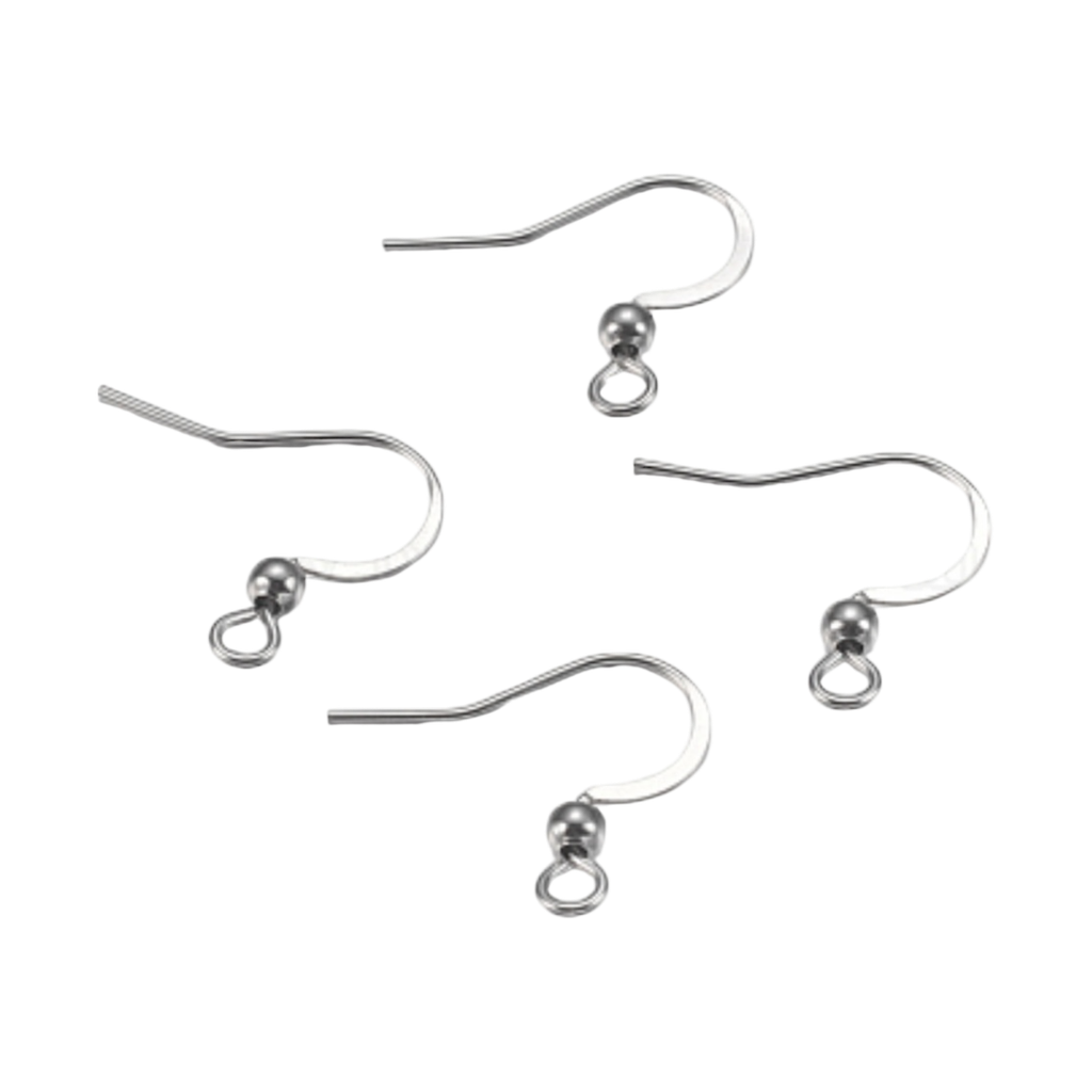 [STAS-F149-31P] Crochets de boucles d'oreilles français en acier inoxydable chirurgical 316 résistant au ternissement, crochets de boucle d'oreille plats, avec boucle horizontale, couleur inoxydable, 16x17~19x3mm, Trou: 2mm, pointe: 0.6 mm (x1 paire) 