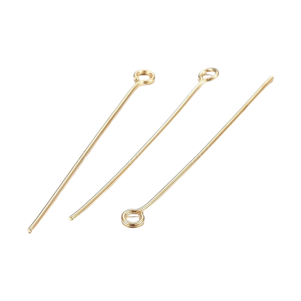 Épingles à œil en acier inoxydable 304, or, 40mm, Trou: 2mm, pin: 0.6 mm (x1 unité)