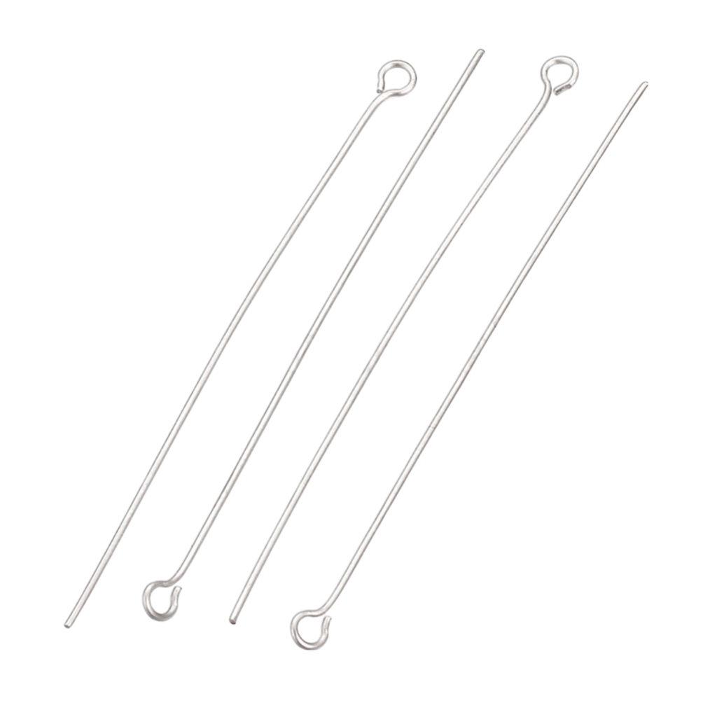 Tige à œil en acier inoxydable 304 résistant au ternissement, couleur inoxydable, 50mm, pin: 0.7 mm, Trou: 2mm (x1 unité)