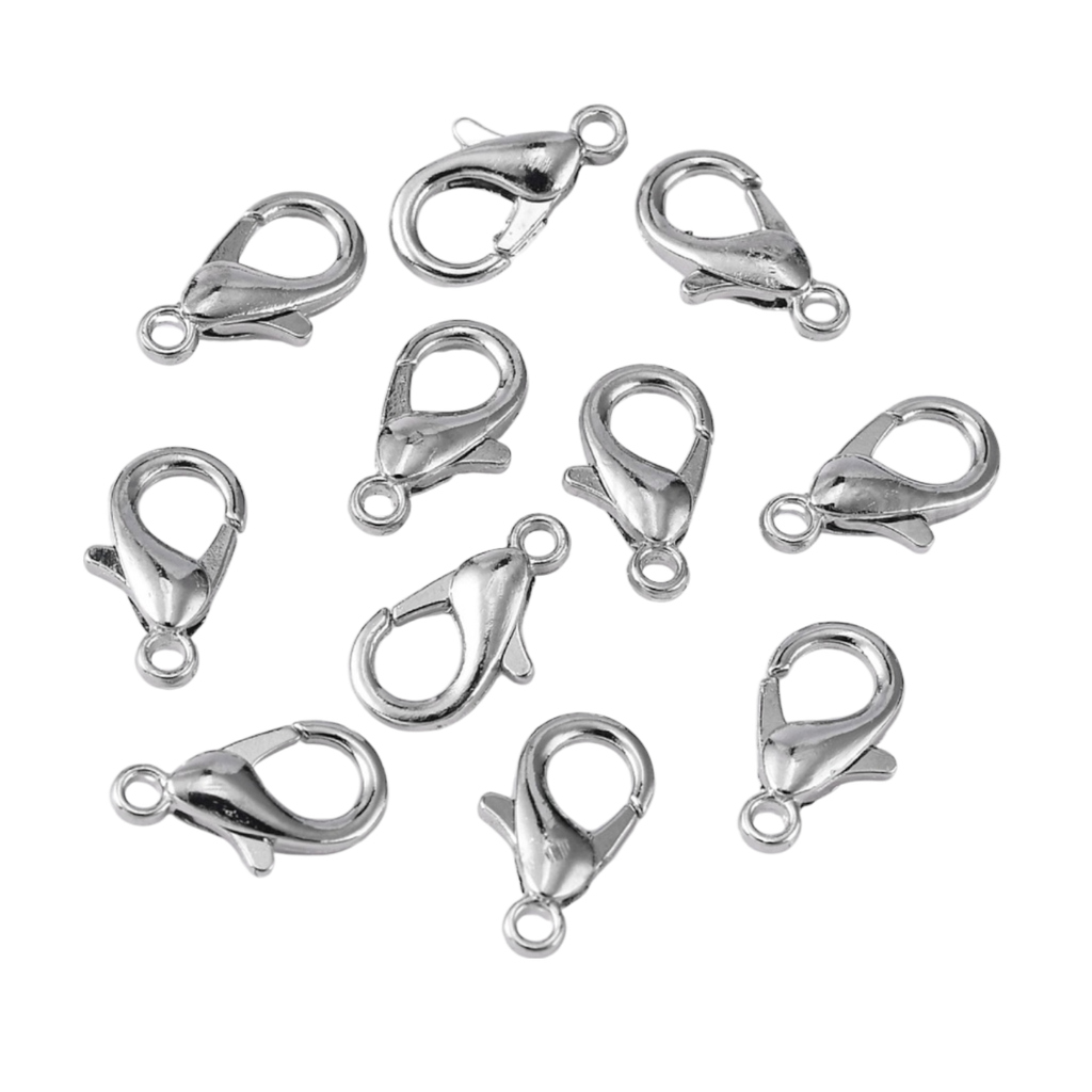 [E102-NF] Fermoir pince de homard en alliage de zinc, fermoirs à gâchette de perroquet, Sans cadmium & sans nickel & sans plomb, platine, 12x6mm, Trou: 1.2mm (x1 unité) 