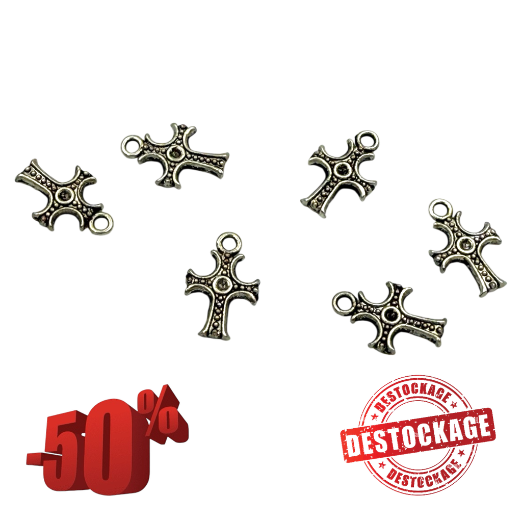 Pendentifs en alliage de style tibétain, sans plomb et sans cadmium, croix, argent antique, 14x9x2mm, Trou: 2mm (x1 unité) (Destock)