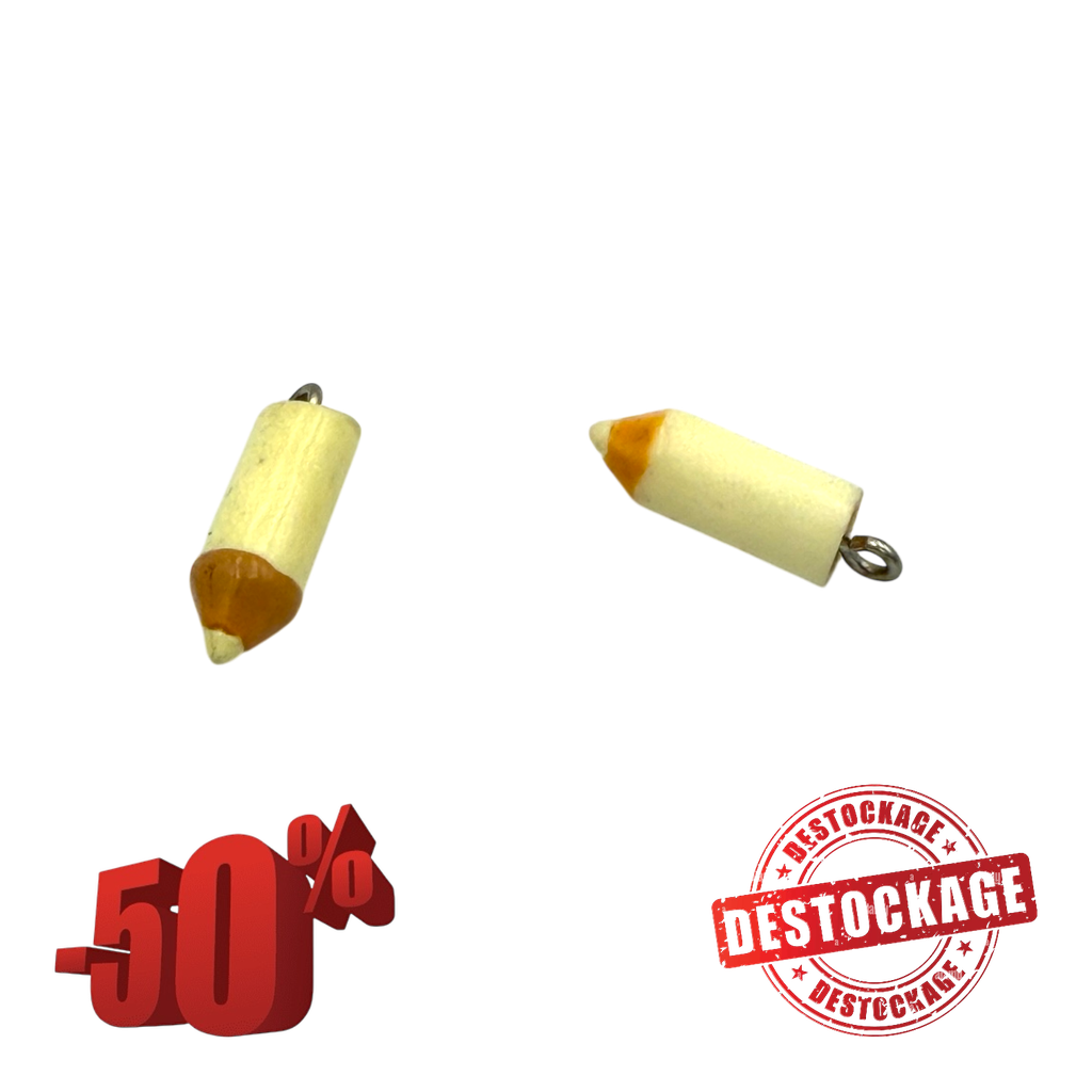 [2105554 / X-RESI-T010-02M] Pendentifs en résine, fabrication de bijoux, avec les accessoires en fer, crayon, 23~25x7.5mm, Trou: 1.8mm (x1 unité)