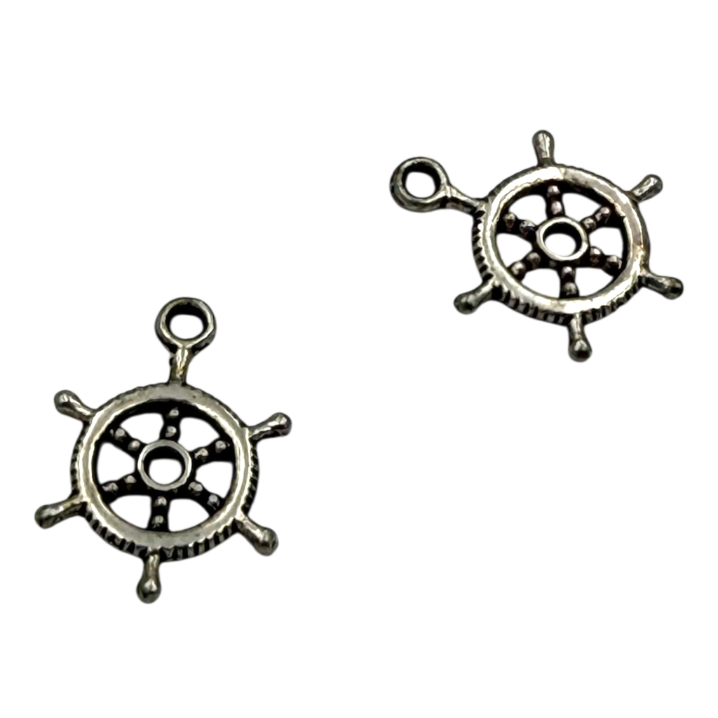 Style tibétain pendentifs alliage gouvernail de barre, sans cadmium et sans plomb, argent antique, 13.5x19x2mm, Trou: 1mm (x1 unité)