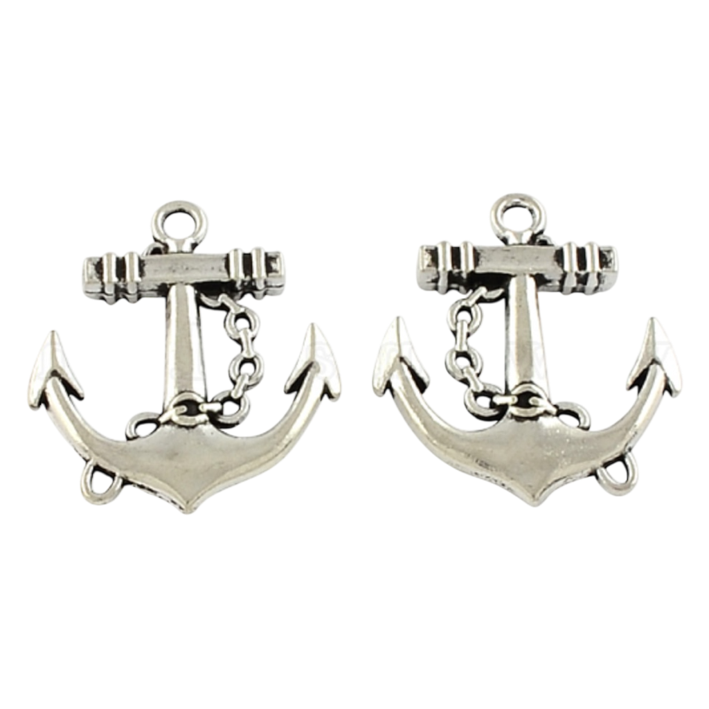 Pendentifs en alliage de zinc de style tibétain, ancre, sans plomb et sans cadmium, argent antique, 30.5x26.3x4mm, Trou: 3mm, (x1 unité)
