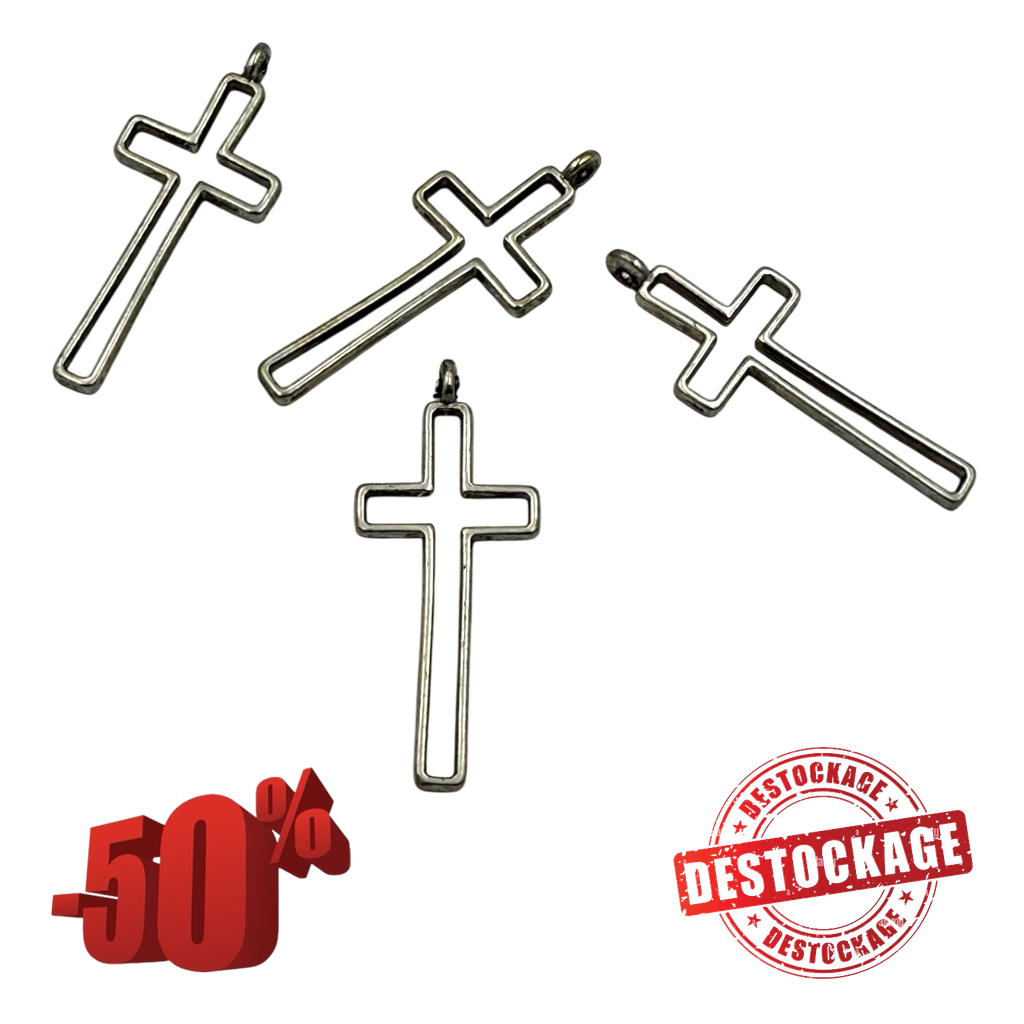 Pendentifs croix en laiton 39x15x2mm, Trou 1,5mm (x1unité)