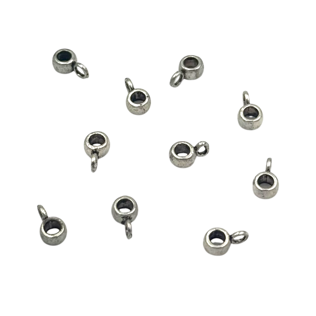 [AB017H-NF] Argent tibétain cintre pendentif tambour, Perles renflouer , sans plomb & sans nickel & sans cadmium , Coupe, argent antique, environ 5.8 mm mm de large, Longueur 4.5mm, Trou: 3mm (x1 unité)