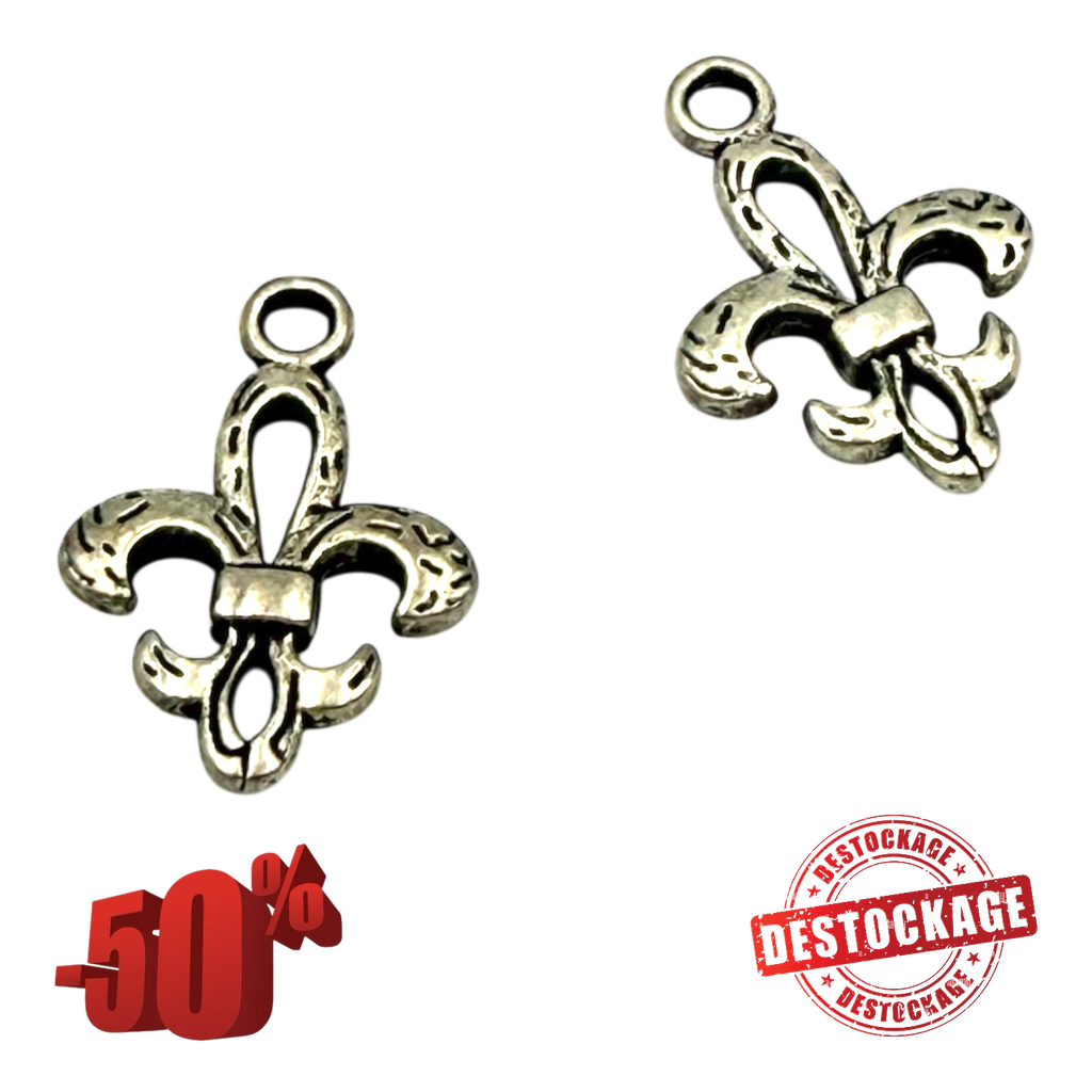 Pendentifs de fleur en alliage de style tibétain, fleur-de-lis, sans plomb et sans cadmium, argent antique, 24x16x4mm, Trou: 2.5mm (x1 unité)