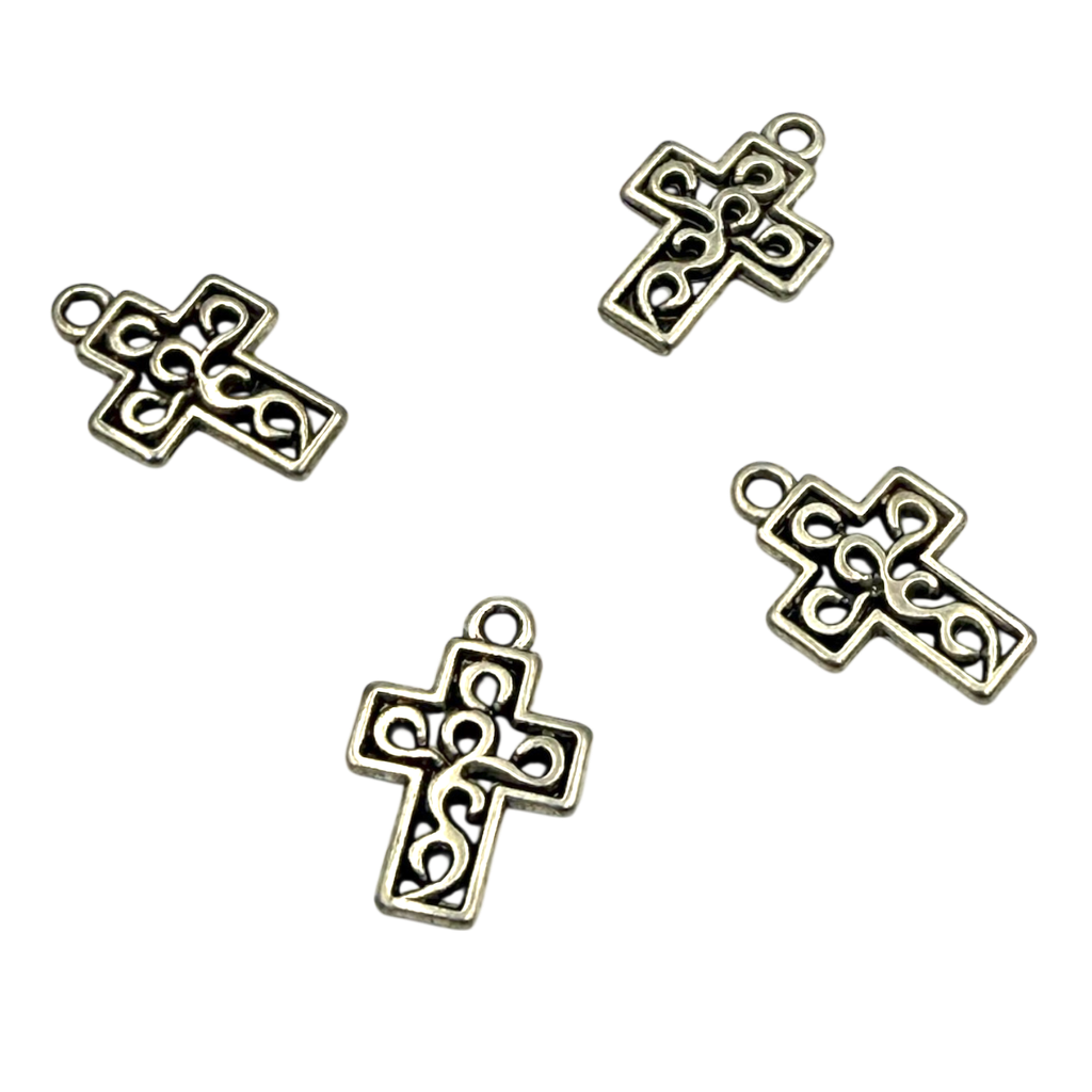 Pendentifs en alliage de style tibétain, sans plomb et sans cadmium, croix, argent antique, 18x12x2mm, Trou: 1mm (x1 unité)