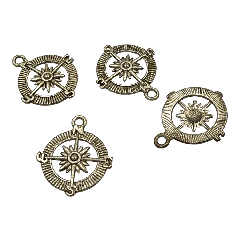 De style tibétain pendentifs boussole alliage, Sans cadmium & sans nickel & sans plomb, argent antique, 30x25x3mm, Trou: 2.5mm (x1 unité)