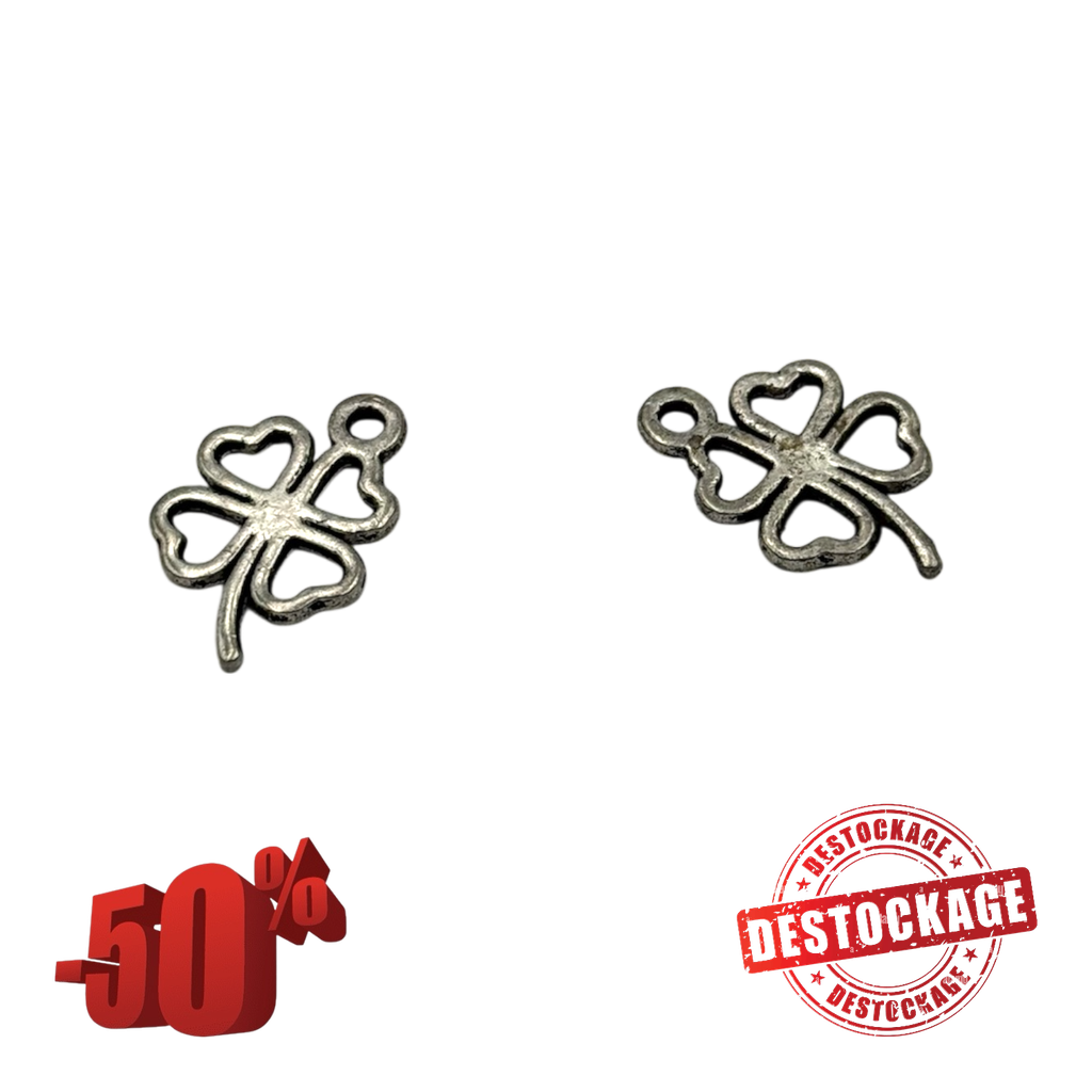 Pendentifs en laiton, sans plomb, trèfle à quatre feuilles, couleur argenté, 19x12x1mm, Trou: 1.4mm (x1 unité)