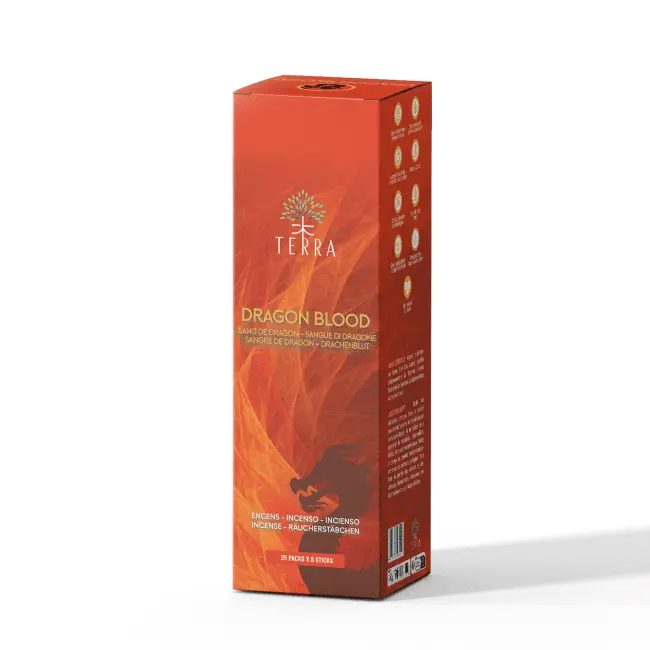 Encens TERRA Sang de Dragon sans charbon 12grs 8 Bâtonnets