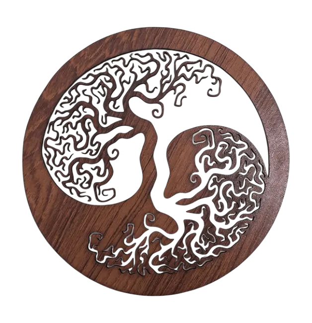 Panneau aimanté en bois Arbre de vie Ying Yang