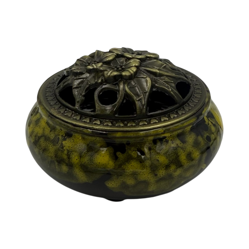 Porte Encens Céramique 10cm Noir et Jaune 