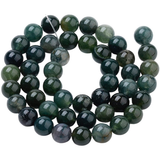 [G-S259-18-8mm] Agate mousse naturelle (8mm, Trou: 1mm) à l'unité x1