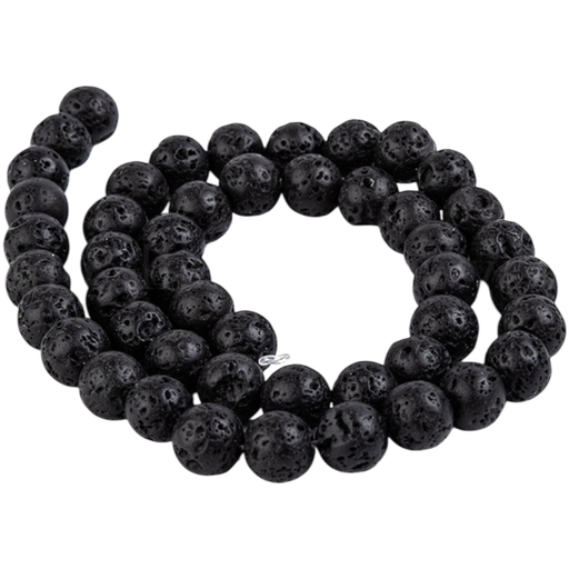 [G-R193-18-8mm] Pierre de lave naturelle (8mm, Trou: 1mm) à l'unité x1