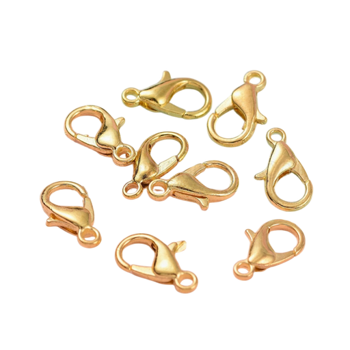 [E102-NFG] Fermoir pince de homard en alliage de zinc, fermoirs à gâchette de perroquet, Sans cadmium, sans nickel & sans plomb, or, 12x6mm, Trou: 1.2mm (x1 unité)