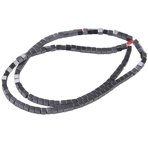 [G-H1077-1] perles en hématite synthétique sans magnétiques, carrée, noir, taille: Largeur environ 3mm, Longueur 3mm, Trou: 1mm (x1 unité)