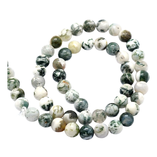 [G-I199-03-6mm]  Perles en agate d'arbre naturelle, ronde, 6mm, Trou: 1mm (x1 unité)