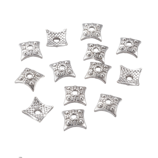 [LF0573Y-NF] Coupelles de style tibétain , Sans cadmium & sans nickel & sans plomb, argent antique, 7.5x7.5x3mm, Trou: 2mm (x1 unité)