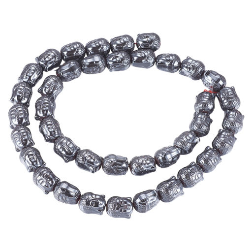 [G-P338-04A-8x10mm] Perles en hématite synthétique sans magnétiques, tête de bouddha, 10x8x8mm, Trou: 1.5mm (x1 unité) 