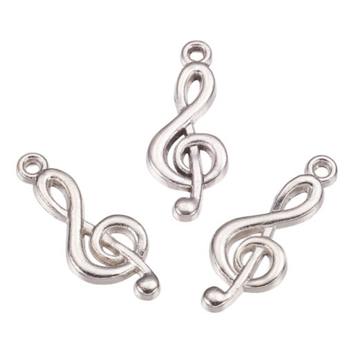 [X-TIBEP-R315-AS-LF] Pendentifs clé de sol en alliage de style tibétain, sans cadmium et sans plomb, note de musique, argent antique, 26x10x2mm, Trou: 1.5~1.8mm (x1 unité)