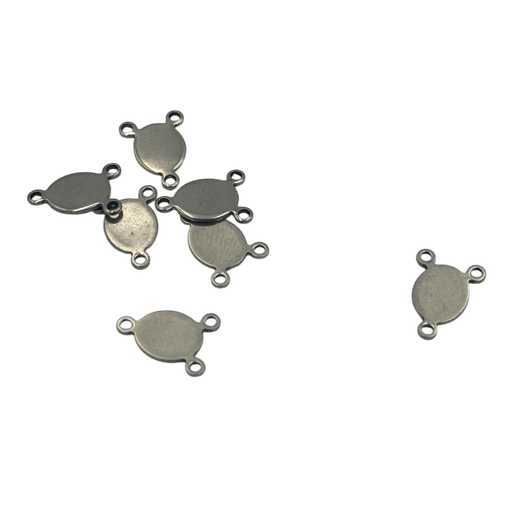 [STAS-P073-26] Maillons de composants de lustre en acier inoxydable 201 ovale résistant au ternissement, 3 connecteurs, couleur inoxydable, 11x8x1mm, Trou: 1mm (x1 unité)
