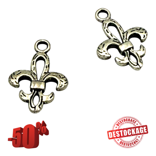 [2105132] Pendentifs de fleur en alliage de style tibétain, fleur-de-lis, sans plomb et sans cadmium, argent antique, 24x16x4mm, Trou: 2.5mm (x1 unité)