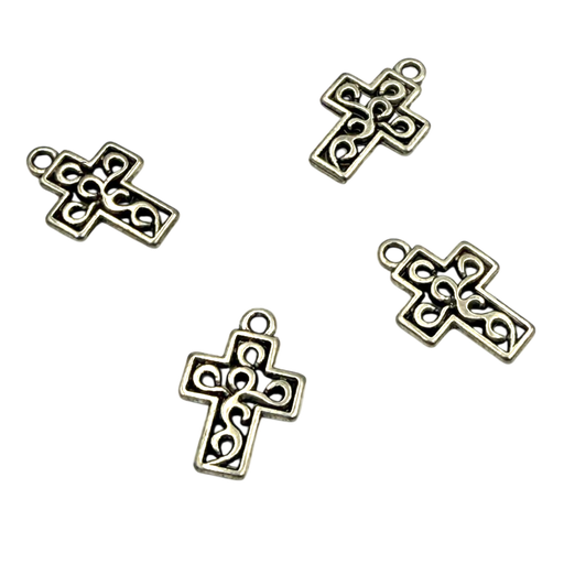 [EA0111Y] Pendentifs en alliage de style tibétain, sans plomb et sans cadmium, croix, argent antique, 18x12x2mm, Trou: 1mm (x1 unité)