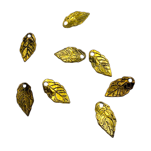 [KK-G368-05C] Pendentifs de filigrane en laiton, breloques de feuilles, brut (non plaqué), 18x10x1mm, Trou: 1.2mm (x1 unité)