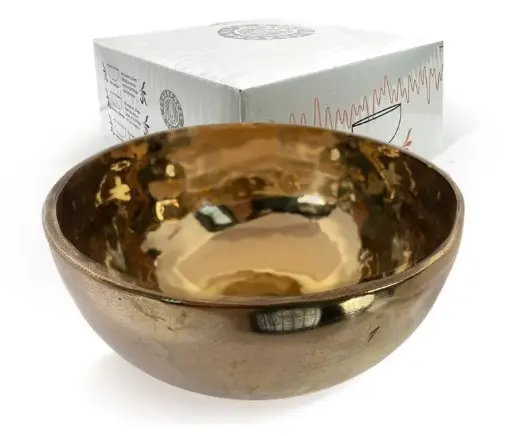 [BOL2682] Bol chantant tibétain doré sans maillet 16cm