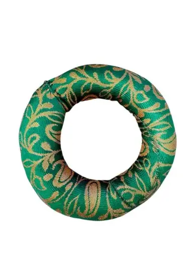 [CBDV15] Coussin rond vert pour pour bol chantant 15 cm