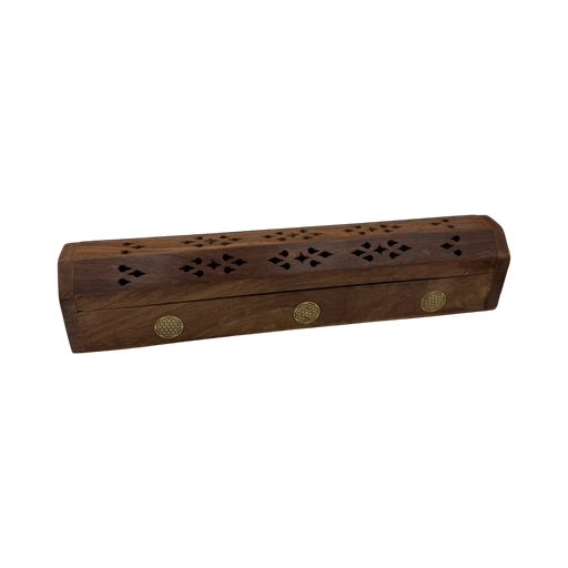 [SE-01] Porte Encens Coffret en Bois Fleur de Vie 30cm
