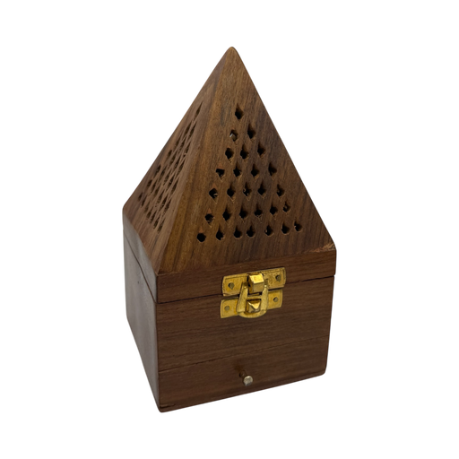 [PE-SE51] Porte Encens Pyramide Coffret Tiroir en Bois de Sheesham 16cm