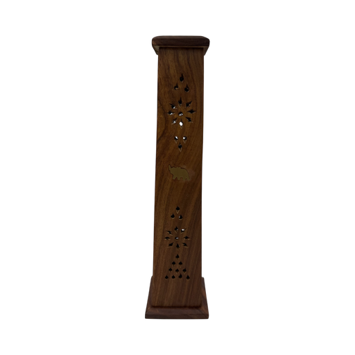 [SE-37] Porte Encens Tour Rectangle Eléphant en Bois de Sheesham 30cm