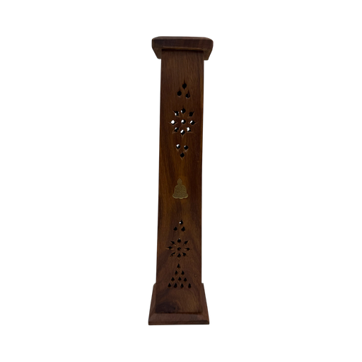 [SE-36] Porte Encens Tour Rectangle Bouddha en Bois de Sheesham 30cm