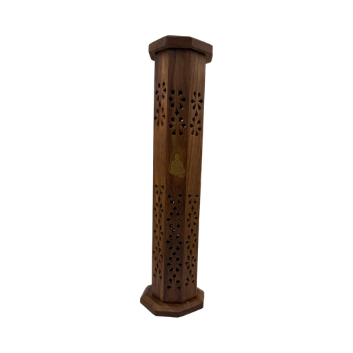 [SE-30] Porte Encens Tour Octogonale Bouddha en Bois de Sheesham 30cm
